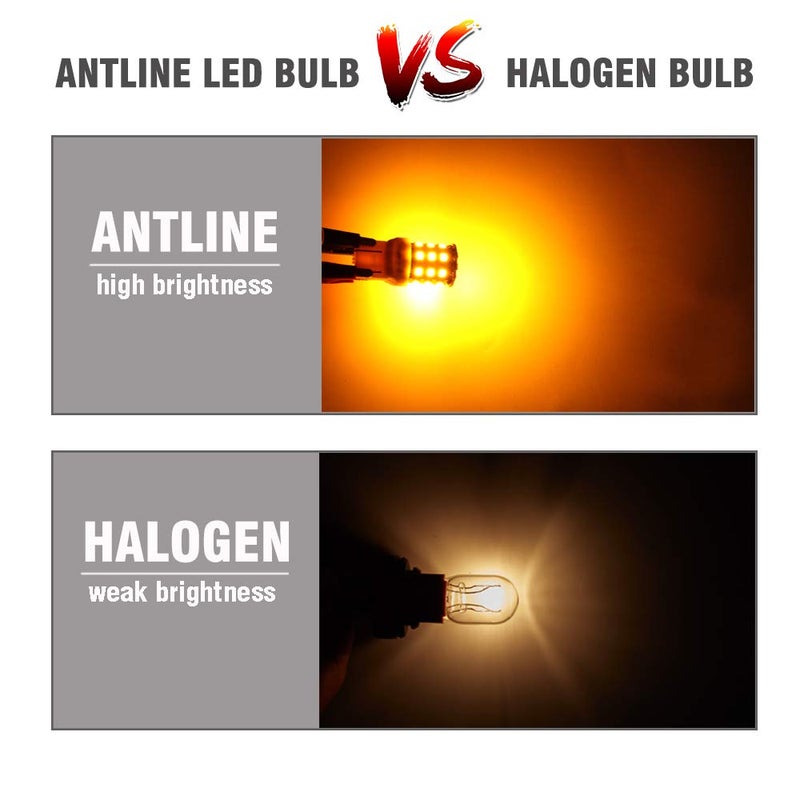 Antline 7443 7440 T20 992 7441 7444 W21W LED Bulbs Amber Yellow, 12-24V Super Bright 1000 Lumens Replacement for Turn Signal Blinker Lights, Side Marker Lights (Pack of 4) - Image 3